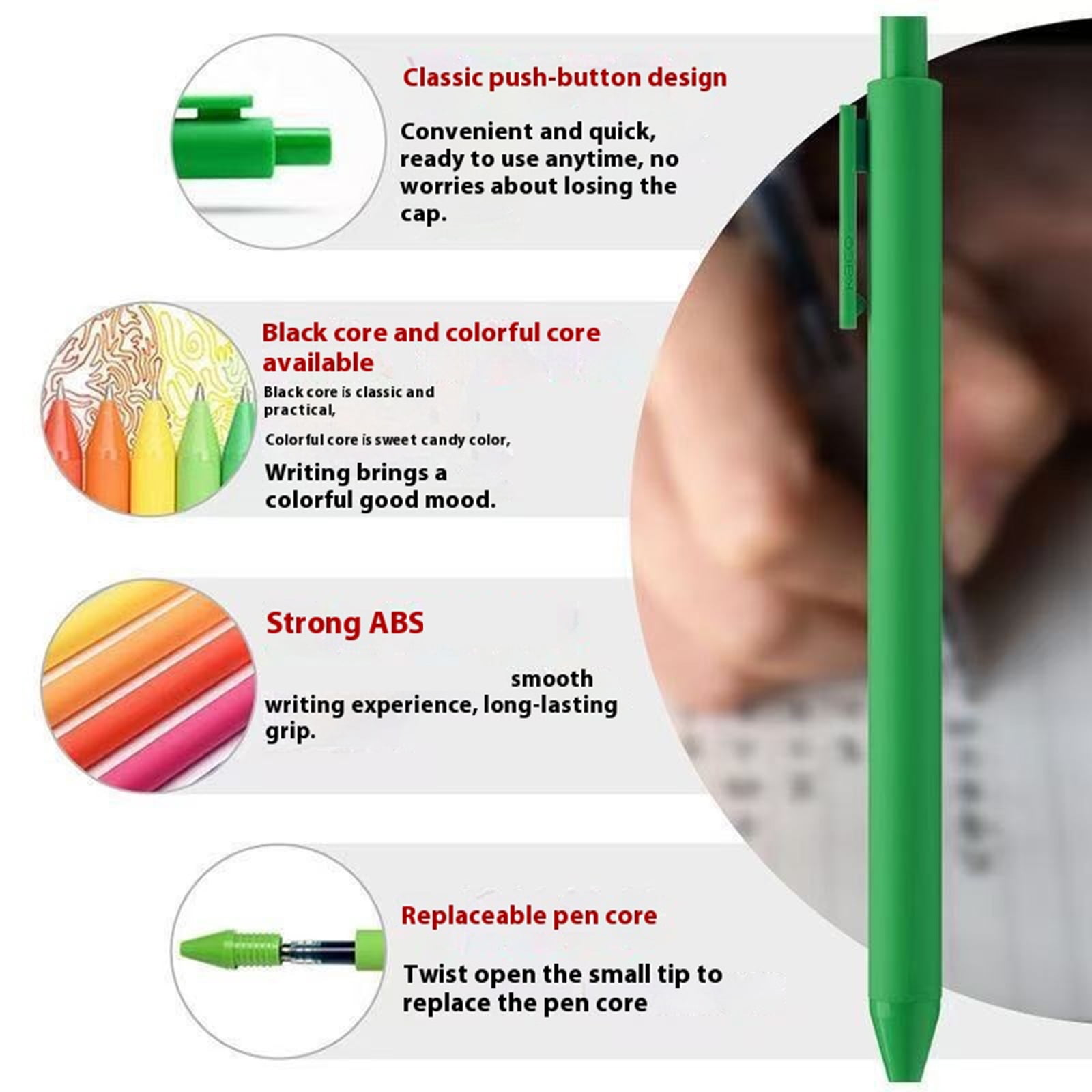 10/20Pcs Retractable Gel Pen Quick Drying Gel Inks Pens 0.5MM Point for Writing Note Taking Journaling Sketching