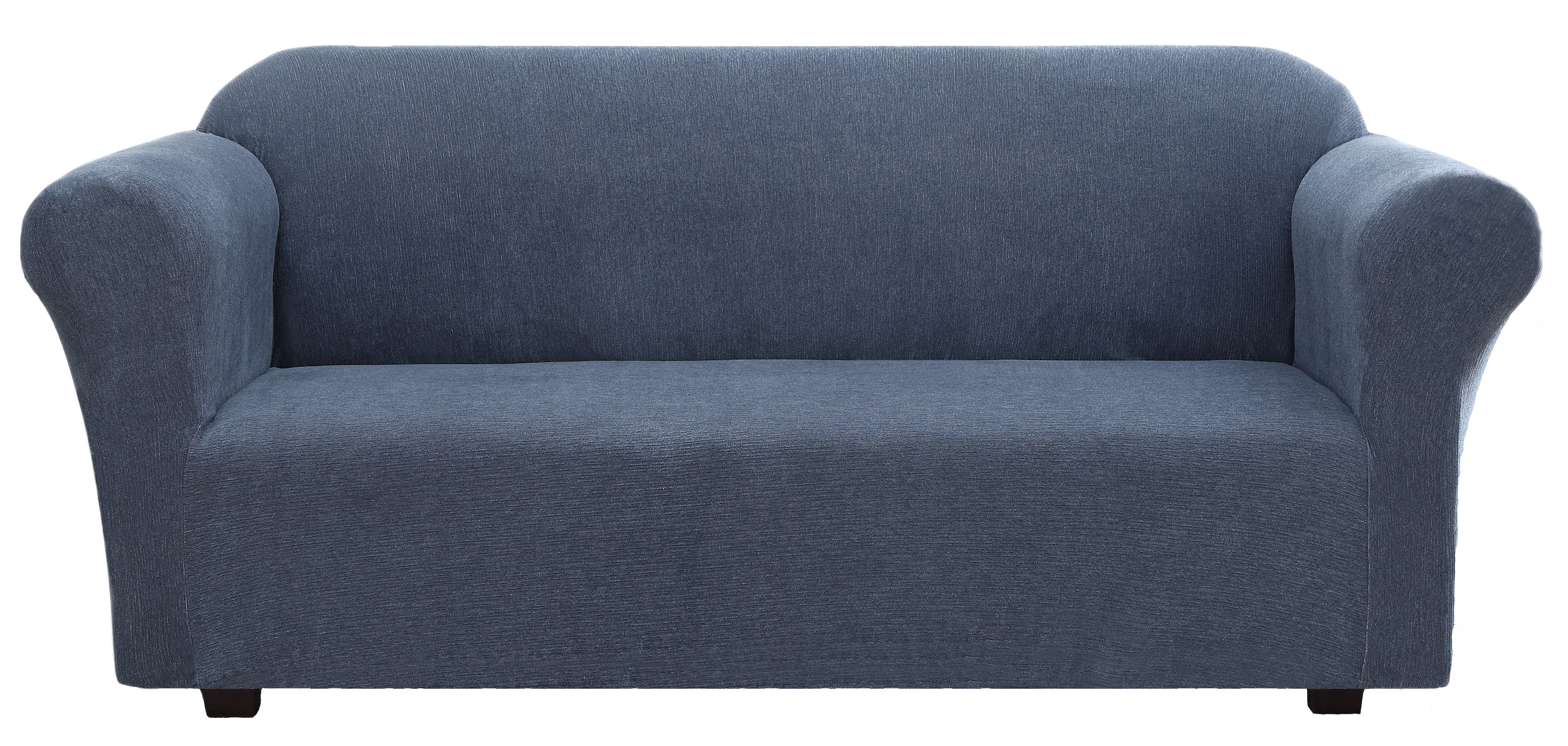 Harper Lane Striae Stretch Fit Slipcover Sofa Cover, Blue, Machine Washable