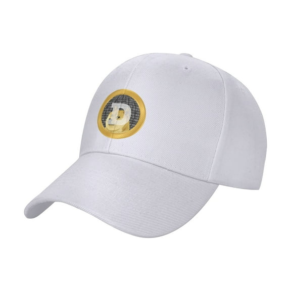 TEQUAN Peaked Cap Doge Coin Doge-Coin Adult Unisex Adjustable Curved Brim Baseball Cap Hat, White