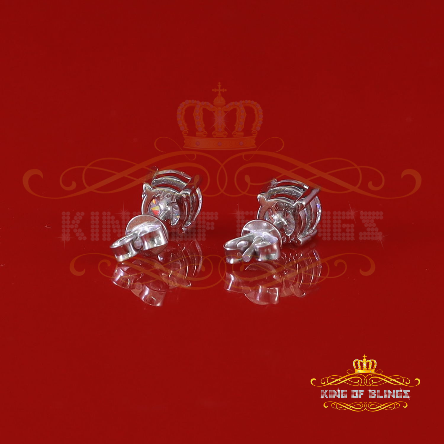 10k Real White Gold with 2.50ct Round VVS 'D' Color Moissanite Stud Earrings