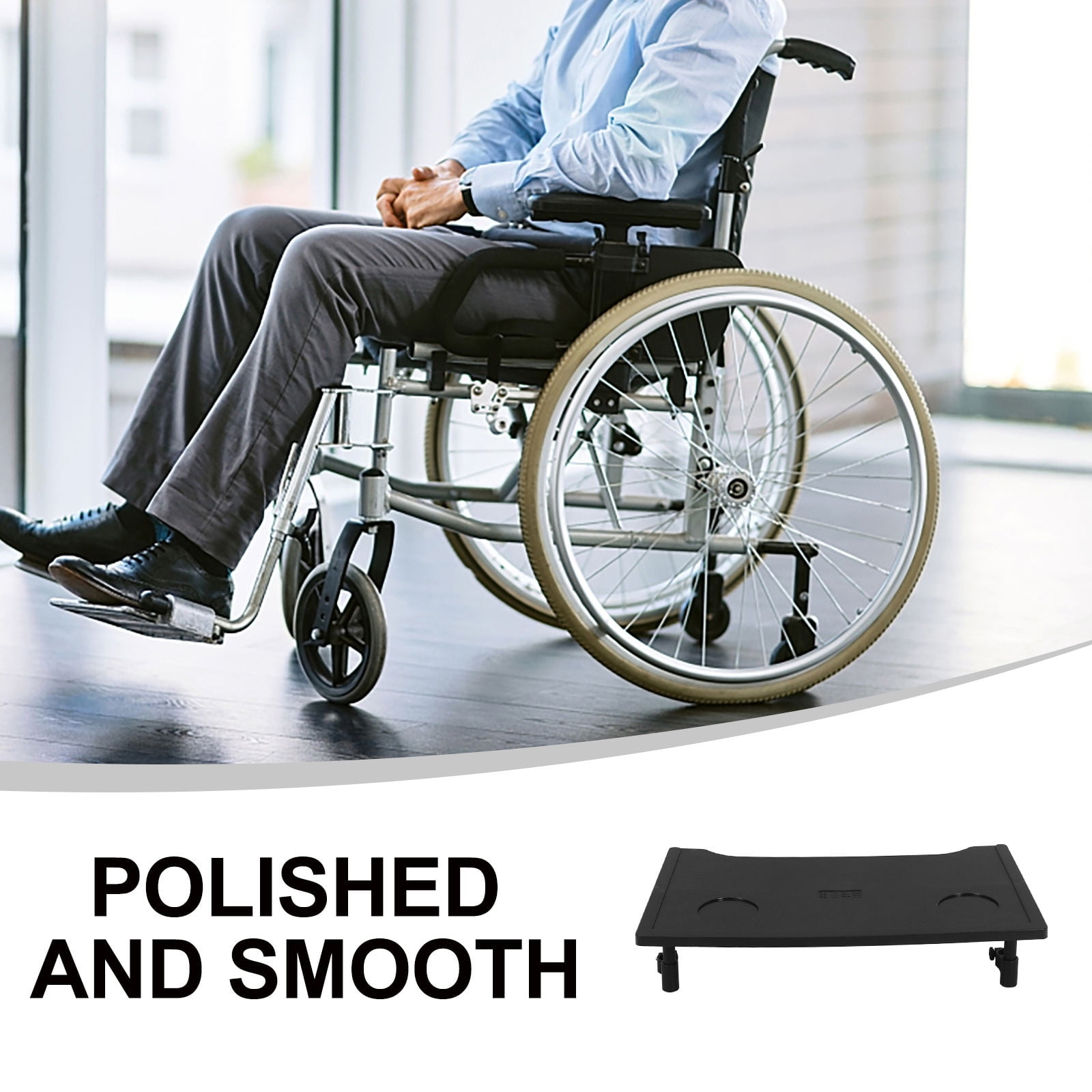 FRCOLOR Wheelchair Tray Detachable Wheelchair Table With Cup Holder Design Rectangular Plastic Desk Mobility Accessory Attachment For Elderly