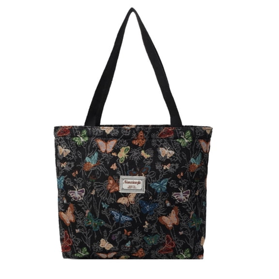 Casual Canvas Shoulder Bag For Women Spacious Patterned Underarm Bags Handbag