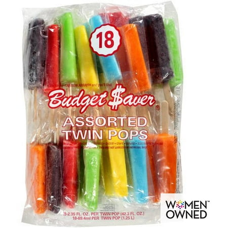 Budget Saver Orange/Cherry/Banana/Blue Raspberry/Orange/Lime Assorted Twin Pops, 18ct