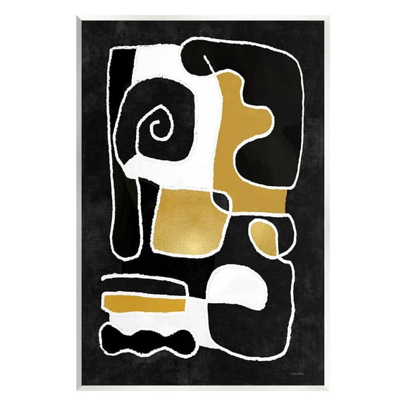 Stupell Industries Black & Glam Squiggles Abstract Painting Unframed Art Print Wall Art, 10 x 15