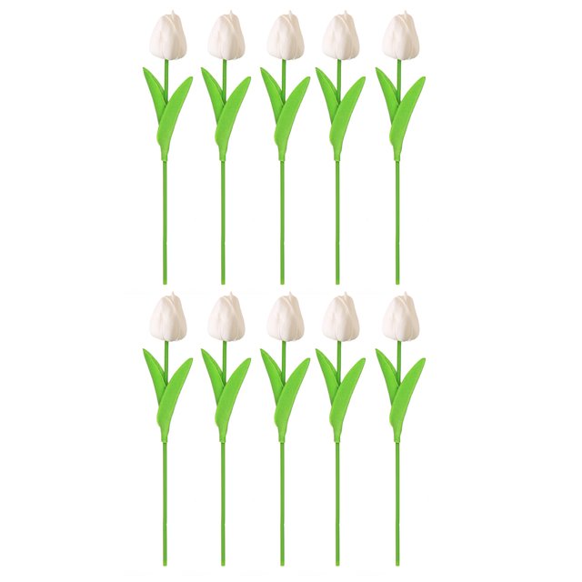 CSChome Artificial Tulip Decoration Artificial Tulip Decoration Realistic Reusable Home Wedding Party Faux Flower Floral Spring Decoration 10Pcs Artificial Tulip Branch with Stem