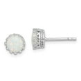 thumbnail image 2 of Sterling Silver Rhodium-plated 6mm Polished Created Opal Post Earrings, 2 of 4