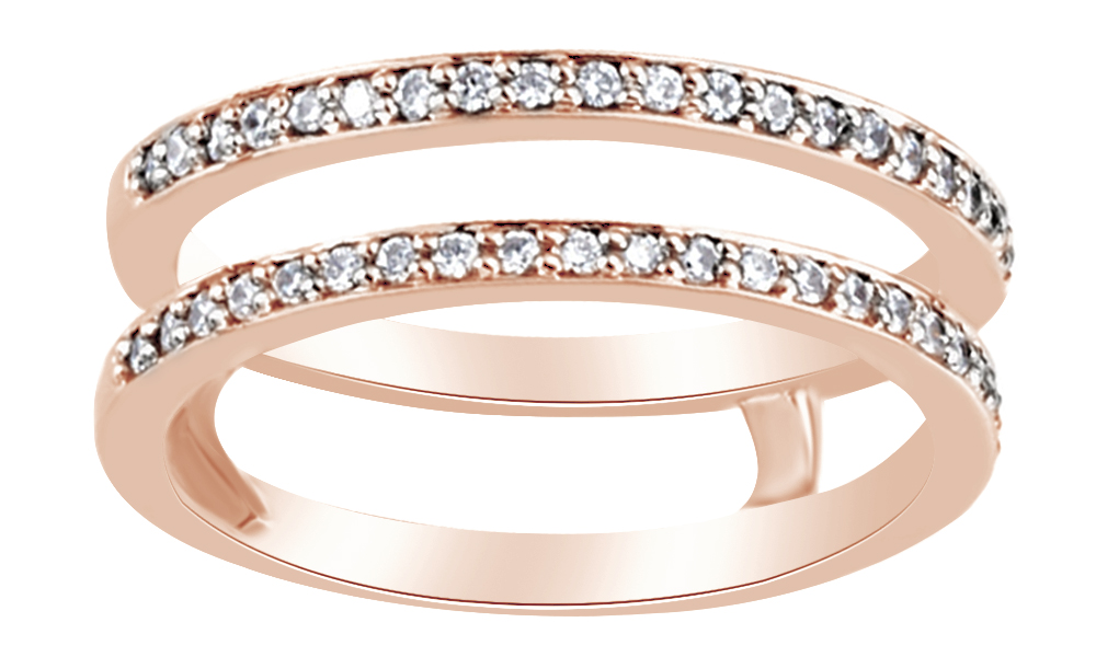 Round Shape White Natural Diamond Enhancer Ring Guard In 14K Rose Gold (0.2 Cttw) - image 1 of 1