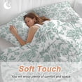 thumbnail image 4 of 3 Piece Spring Flower Duvet Cover Set Twin Size, Microfiber Comforter/Quilt Cover with Corner Ties and 2 Pillowcases, Vintage Farmhouse Turquoise Boho Leaf All Season Soft Bedding with Zipper Closure, 4 of 8
