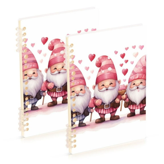 Gnomes Pink Ring Binder Notebook Journey Note Diary College Ruled Spiral Notebook Study Loose Leaf Paper A5 60 Pages