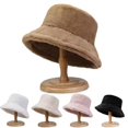 thumbnail image 3 of Gorro de pescador de piel de conejo de imitación gruesa para mujer, de invierno, combinable, de color sólido, cálido y resistente al frío, de piel sintética, 3 of 5