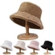 thumbnail image 4 of Gorro de pescador de piel de conejo de imitación gruesa para mujer, de invierno, combinable, de color sólido, cálido y resistente al frío, de piel sintética, 4 of 5