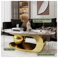 thumbnail image 5 of MDQMD Oval Coffee Table with Faux Marble Top Gold Steel Base Modern Minimalist Living Room Table  Storage Shelf Central Ball Support Design Gold Marble Space-Saving Center Table, 5 of 10
