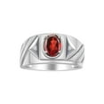 thumbnail image 1 of RYLOS Men's Rings Sterling Silver Rings Classic Designer Style 8X6MM Oval Gemstone & Diamond Ring Garnet Birthstone Rings For Men Size 10, 1 of 6
