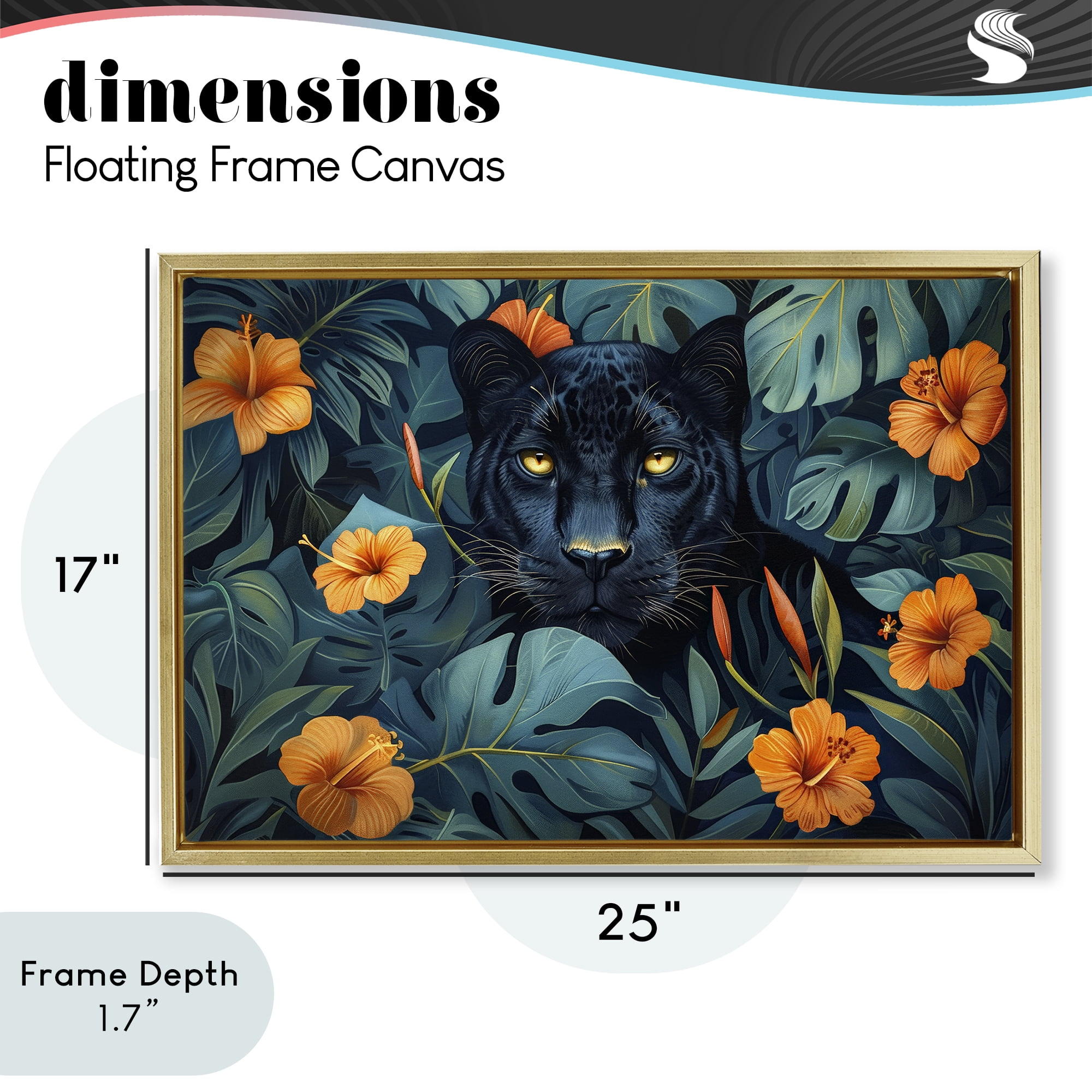 Stupell Industries Hiding Panther's Paradise Gold Framed Floater Canvas Wall Art, design by Ray Powers