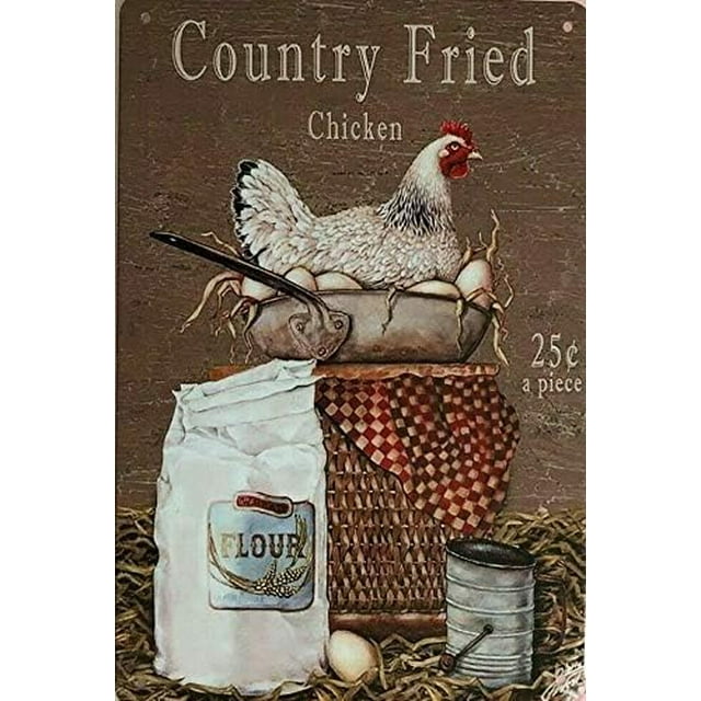 Panneau en Étain Rétro Ferme de Poulets Panneau en Étain Vintage Métal Pub Club Café Bar Décoration Murale Maison Affiche Rétro 8x12 Pouces