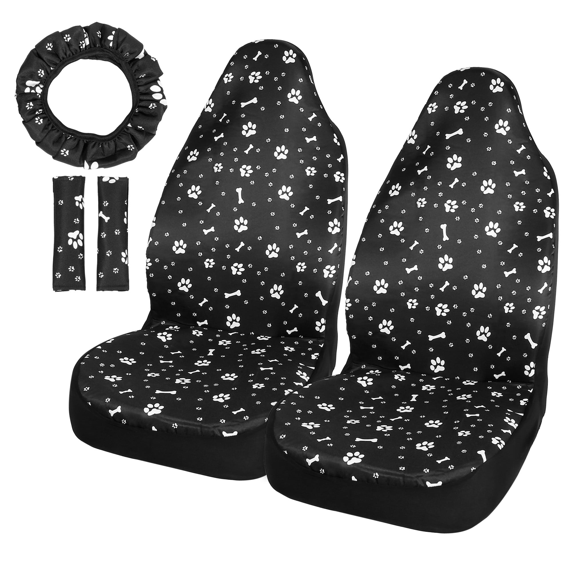 Unique Bargains Bohemia Style Front Seat Cover with Steering Wheel Cover Seat Belt Covers Set