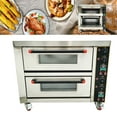 thumbnail image 3 of Techtongda Commercial Movable Double-decker Electric Pizza Oven with Caster 220V, 3 of 21