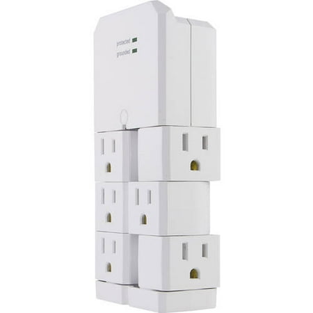 GE Pro 6-Outlet Swivel Surge Protector Wall Tap, White