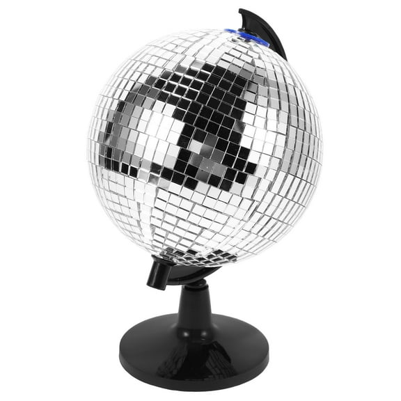 MLINS Unique Spinning Disco Ball Globe For Office Desk Decor Silver Decorative Globe For Men Cool Desk Accessories With Disco Ball Style