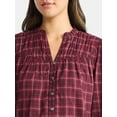 thumbnail image 4 of Time and Tru Women's Ruched Yoke Blouse with Long Sleeves, Sizes XS-XXXL, 4 of 5