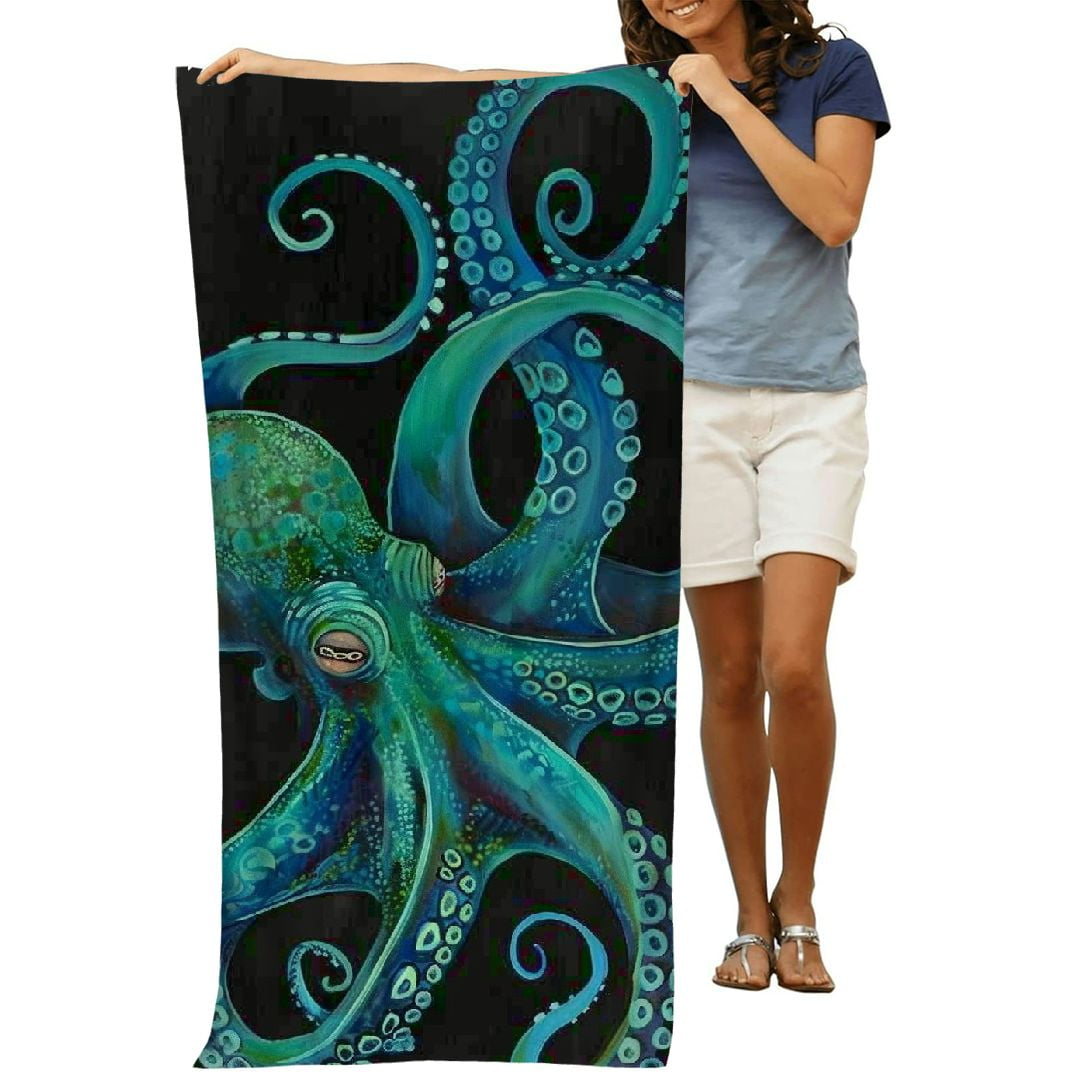 PHYHOO Octopuses Microfiber Beach Towel, Large Oversized Beach Towel Lightweight Quick Dry Soft Absorbent Bath Towel, Sand Free Towel for Swimming Travel Sports 30x60in