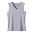 thumbnail image 3 of IYYVV Ice Silk Tank Top Men, Summer Sleeveless V Neck Underwear Fashion Casual Muscle Seamless Mulberry Undershirt Gray S, 3 of 4