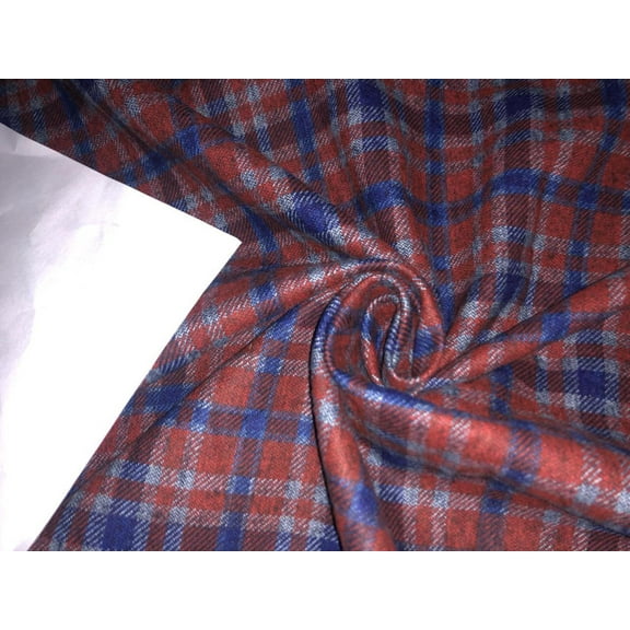 100% Cotton Denim Fabric 58" wide REVERSABLE available in 2 colors red and blue plaids with a solid denim blue reverse AND a blue purple plaid with a solid blue reverse with a [15747/48]