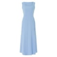 thumbnail image 1 of xiaxaixu Femmes Robe Longue Couleur Unie Col Rond Poches une Ligne Robe d'Été Casual Plage Partie Robe Bohème, 1 of 9