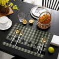 thumbnail image 3 of Sage Green Black Plaid Placemats Set of 4, Vintage Star Buffalo Check Rustic Placemats for Dining Table, Place Mats for Kitchen Tabletop, Waterproof Wipeable Dining Table Mats Set, 3 of 9