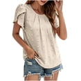 thumbnail image 4 of T-Shirts For Women Sevevn Women's Fashion Short Sleeves Round Neck Solid Color Loose Tops Blouse Knitted Sweater, 4 of 9