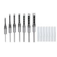 thumbnail image 1 of Juego de 7 brocas cuadradas para carpintería de 1/4", 5/16", 3/8", 2/5", 1/2", 9/16" y 5/8" HSS., 1 of 14