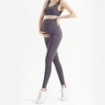 thumbnail image 6 of Cavosen Maternity Leggings Over The Belly Support Tight Casual Pants Solid Yoga Pregnancy Pants Breathable Trendy Pants Purple XL, 6 of 6