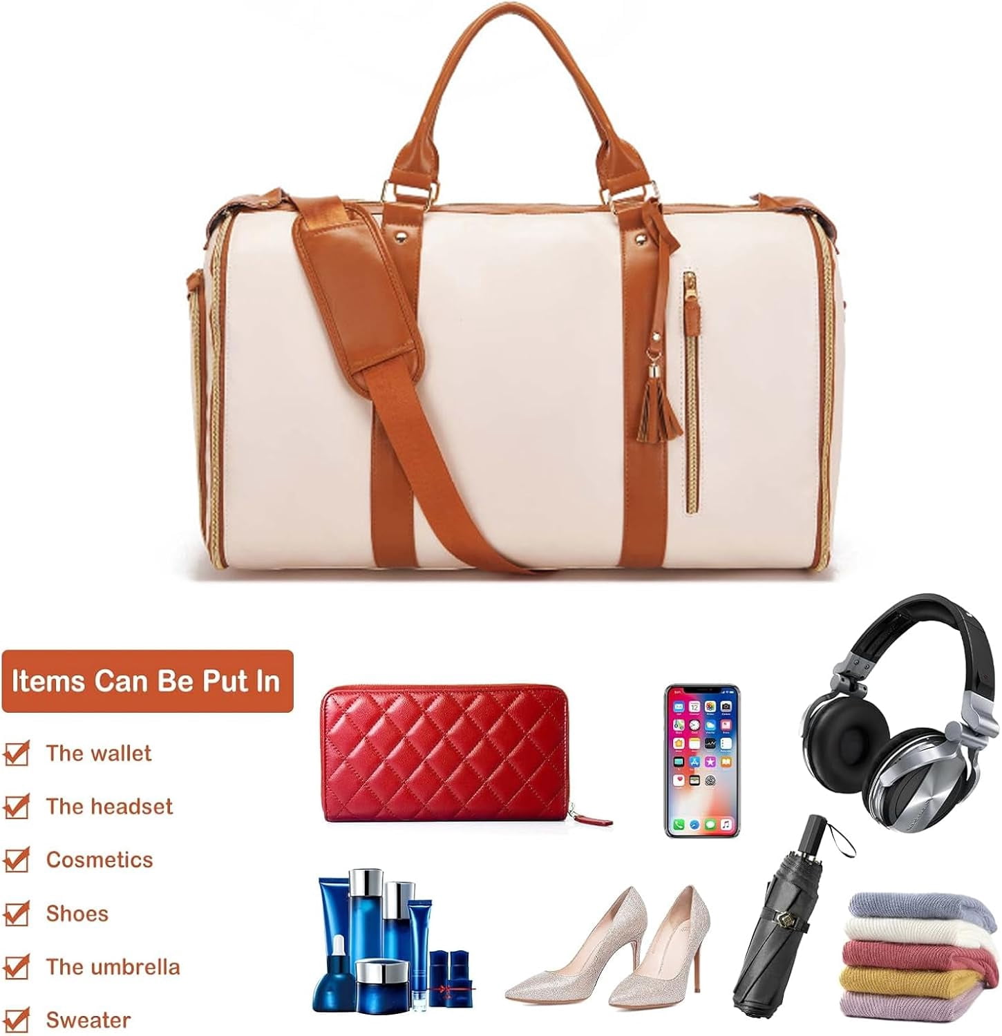 hanging suitcase, travel garment bag, pink weekender, lightweight PU leather, durable shoe pocket, womens adjustable bag, portable user-friendly design, spacious storage compartment