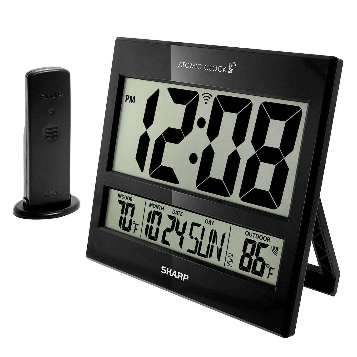 Sharp Digital Atomic Clock Black Walmart Com Walmart Com