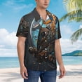 thumbnail image 3 of Rateoe Steampunk Mechanical Butterfly Pattern Men’s Hawaiian Shirt – Short Sleeve Button-Down Tropical Beach Shirt, Lightweight & Breathable Casual Aloha Shirt with Pocket,Large, 3 of 7