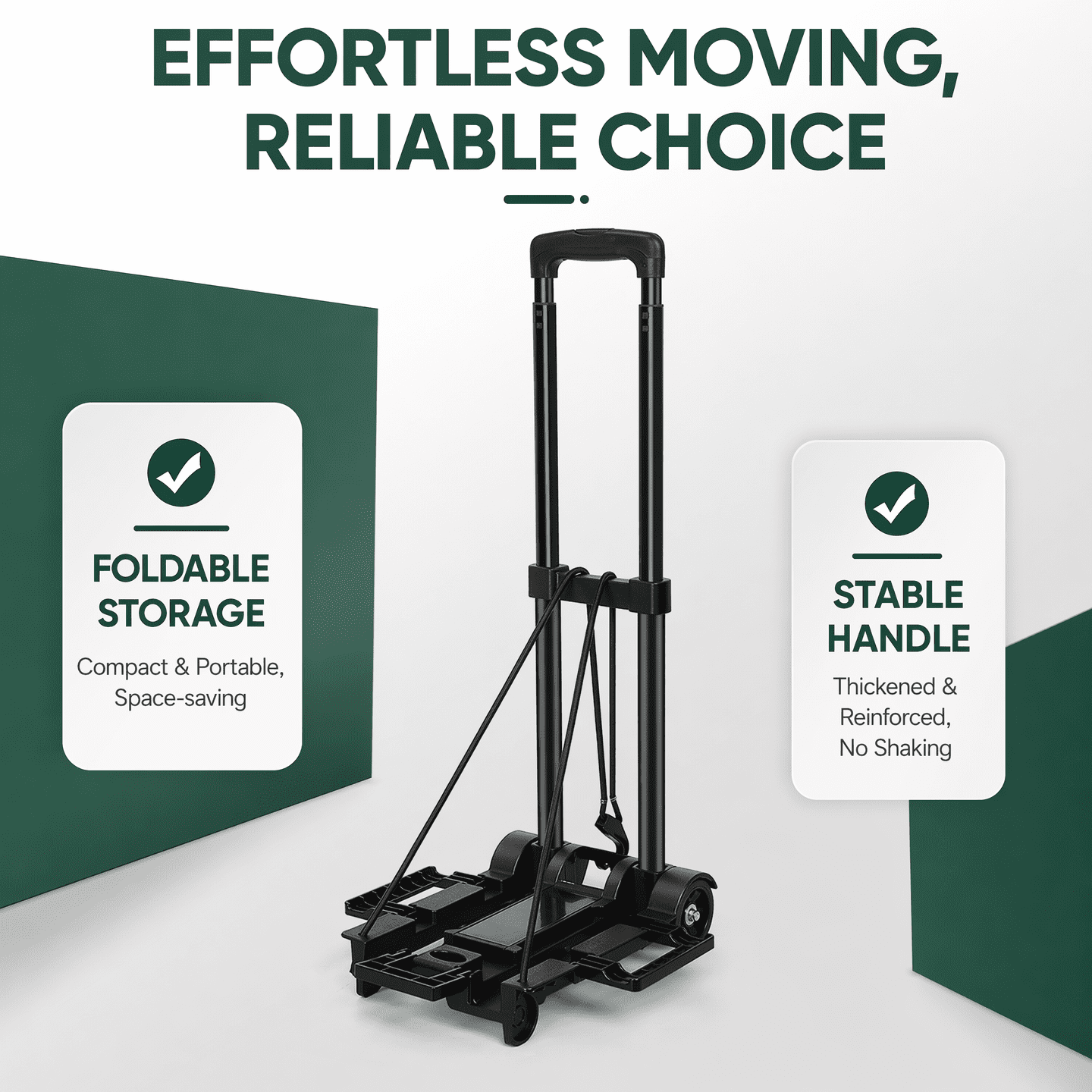 Tiagowell, Black, 70 lbs Max Weight, Iron Alloy and PP Plastic, 35 x 32 cm Folding Hand Truck Dolly