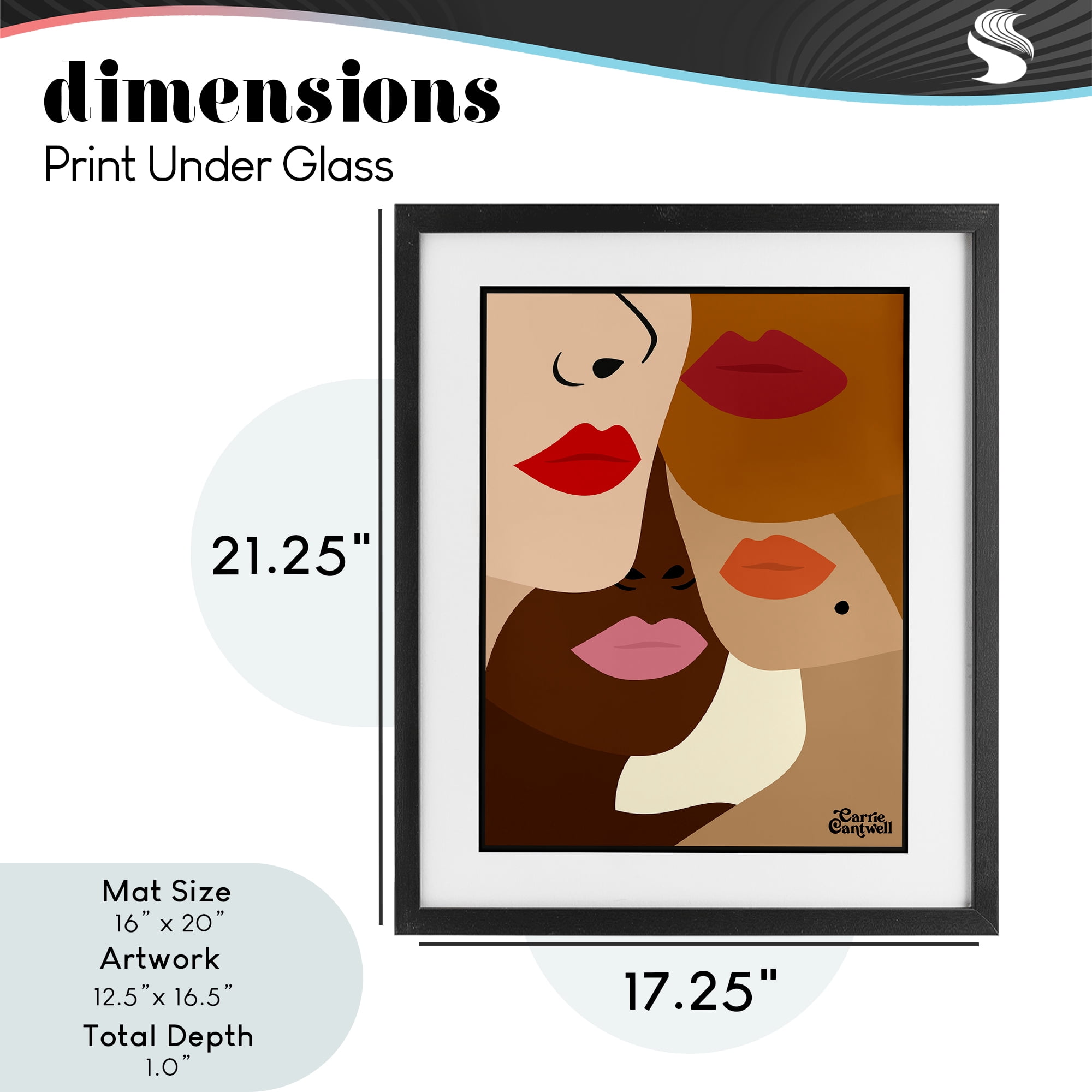 Many Faces of Women Black Framed Print Under Glass, design by Carrie Cantwell