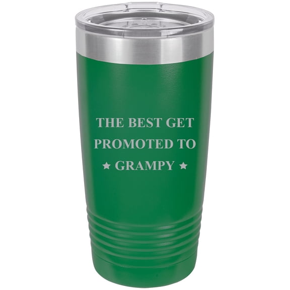 The Best Get Promoted to Grampy Stainless Steel Engraved Insulated Tumbler 20 Oz Travel Coffee Mug, Green