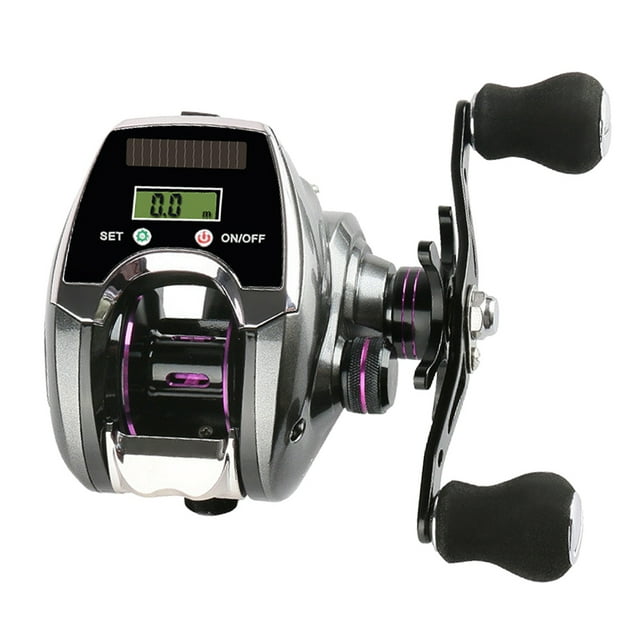 6+1BB 8.0:1 Ratio Digital Display Baitcasting Reel with Line Counter Solar Charging System High Speed Fishing Reel Tackle Accessories
