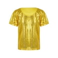 thumbnail image 3 of vastwit Kids Boys Girls T-Shirt Hip-hop Jazz Dance Tops Short Sleeve Sequins Solid Color Tee Tops Gold 140, 3 of 7