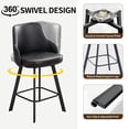 thumbnail image 6 of FIRAVOE Bar Stools Set of 4 (High Back) Swivel Barstools (30") Bar Height Bar Stools, Faux Leather Bar Chairs for Kitchen Island, Black, 6 of 10