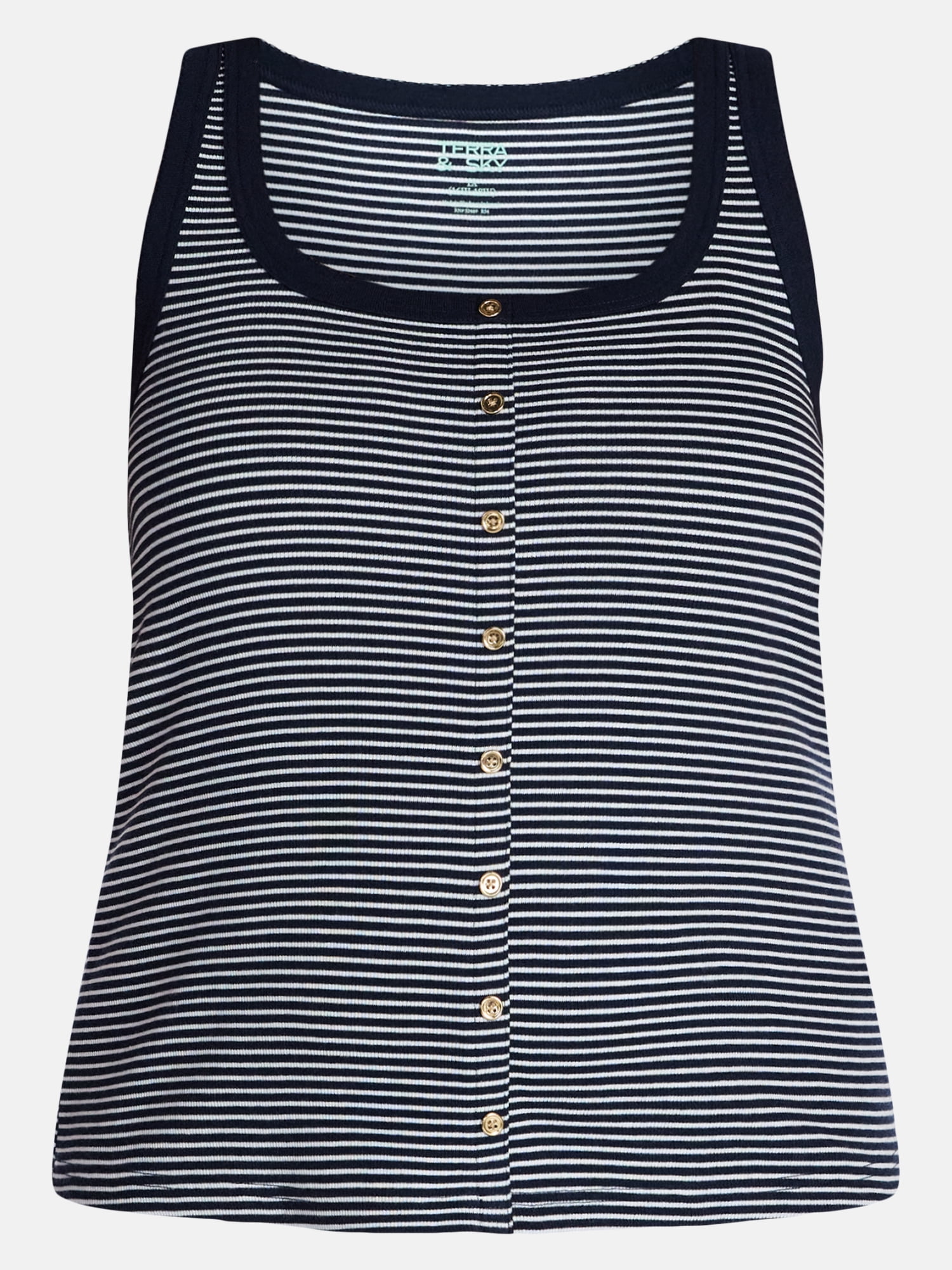 Terra & Sky Women’s Plus Size Button Through Tank, Sizes 0X-4X