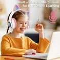 thumbnail image 3 of Rirool Cat Ear Bluetooth Headphones for Kids Girls - Wireless Headset w/Mic, 94dB Volume Limit, LED Lights, Foldable, for School/Travel Pink, 3 of 10