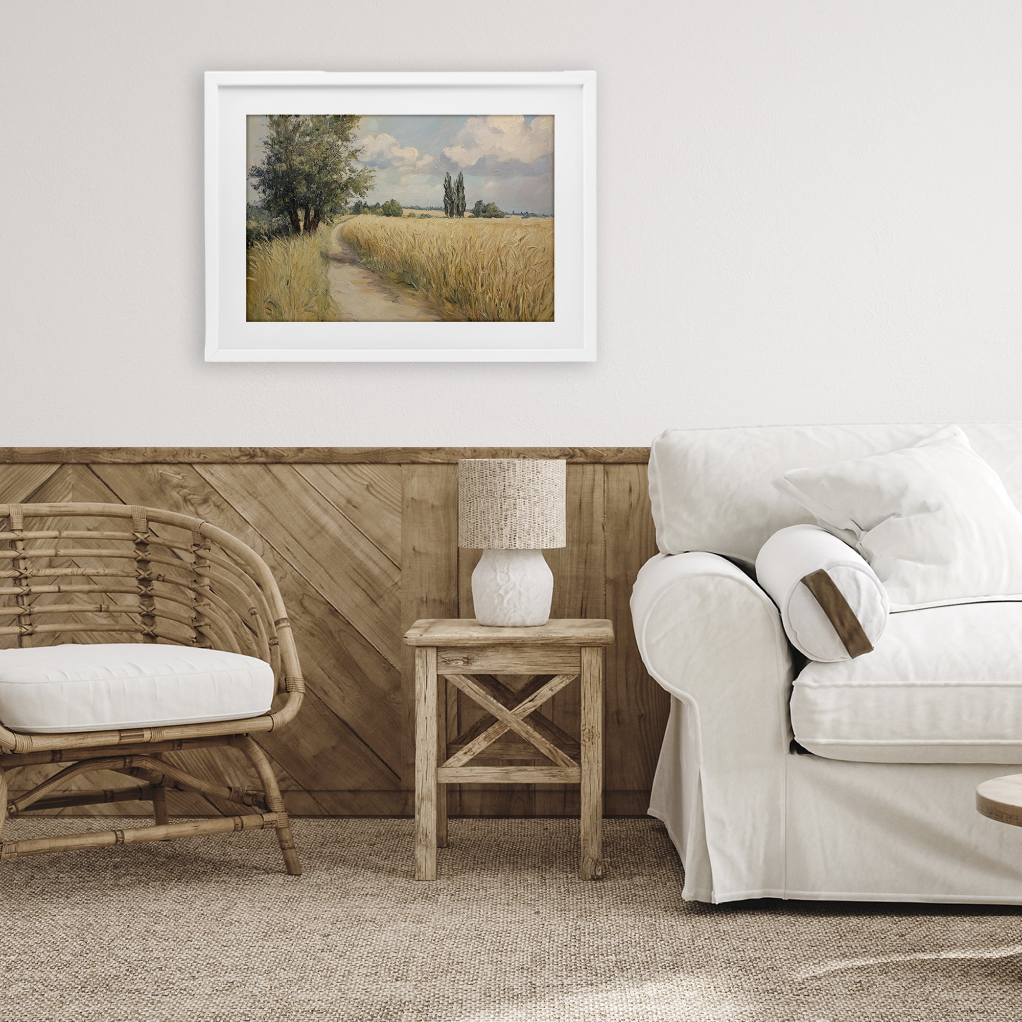 Stupell Industries Quiet Path Through Wheat White Framed Print Under Glass, design by Petal Prints Design