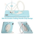 thumbnail image 3 of Kids Friendly Case for iPad Air 11" 2024 2025/Pro 11 2022 2021 2020 2018/Air 4/Air 5, Rugged Case with Rotating Ring Stand Pencil Holder Heavy Duty Protection Slim Silicone PC, Icecrystalblue, 3 of 13