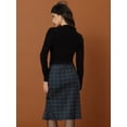 thumbnail image 4 of Falda midi con Fishtail Dobladillo y Cintura Alta con Tela de Cuadros para Mujer Falda Elegante Azul verde XS, 4 of 5
