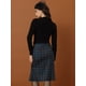 thumbnail image 4 of Falda midi con Fishtail Dobladillo y Cintura Alta con Tela de Cuadros para Mujer Falda Elegante Azul verde XS, 4 of 5