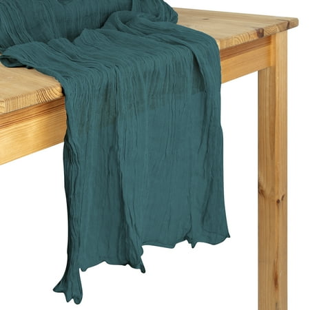 

Koyal Wholesale Gauze Cheesecloth Table Runner Fabric Netting Sheer Tablecloth Dark Teal Blue
