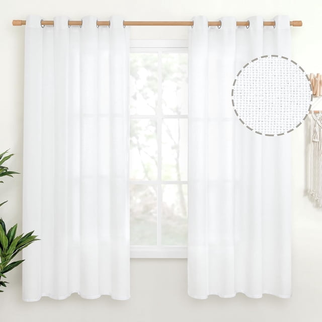Natural Linen Curtains Long for Living Room Bedroom Groet Top Light Filtering Privacy Linen Textu Window Semi Sheer Drapes Panels x Natural