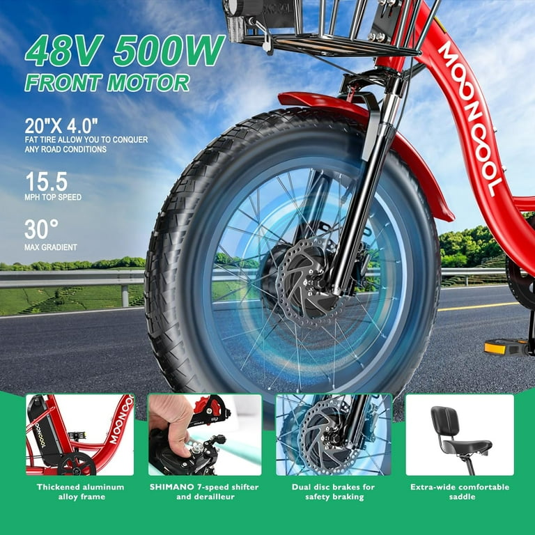MOONCOOL Electric Tricycle for Adults 7 Speed 20